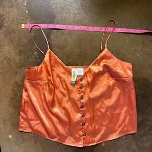 Minichia Orange crop top with button‎ detail size small